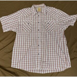GC Blue Pearl Snap Western Shirt Mens XXL Plaid Cowboy Short Sleeve